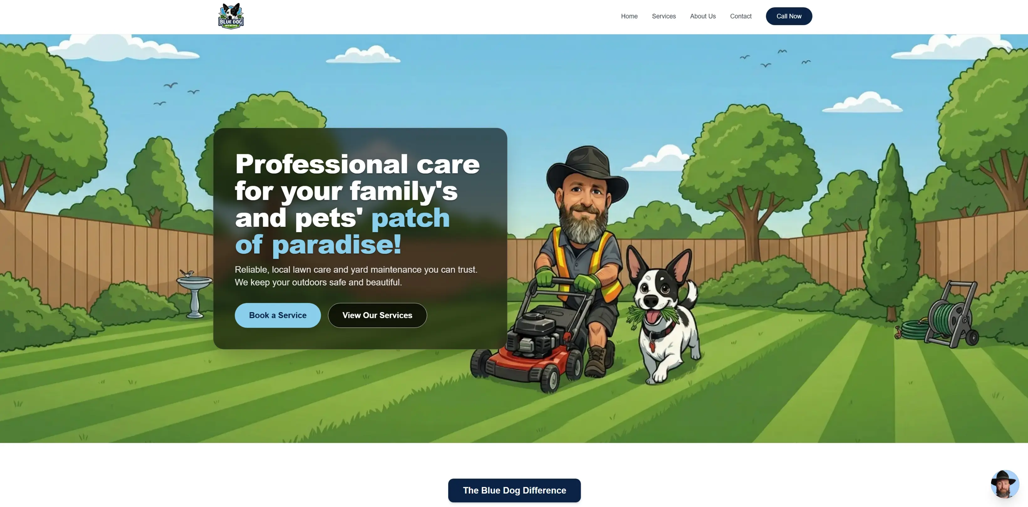 Blue Dog Mowing website